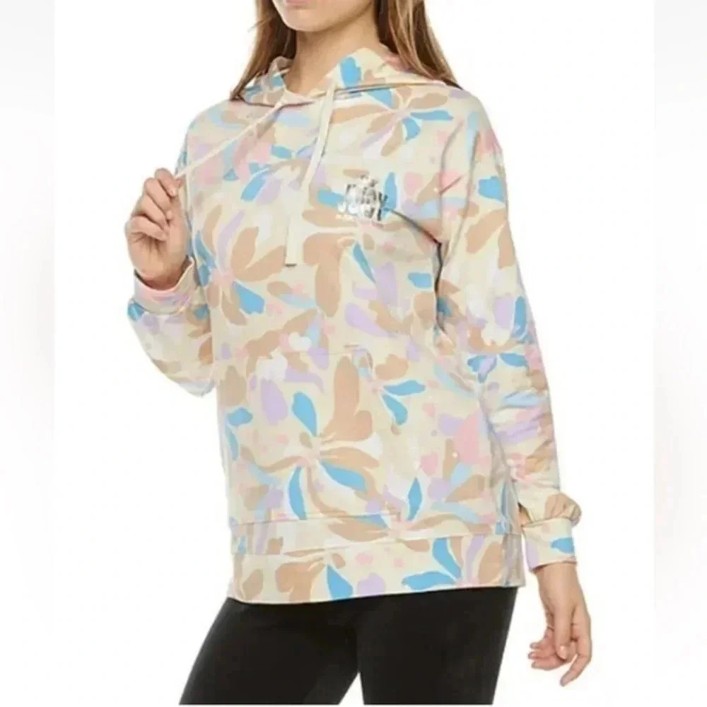 Juicy Couture Firework Floral Pebble Pastel Pullover Sweatshirt Hoodie Size M